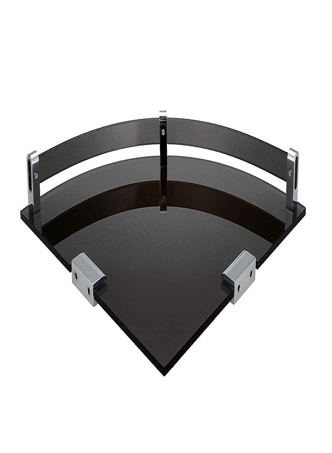 QUISTAL 10x10 Inch Acrylic Wall Mount Multipurpose Modern Corner Shelf for Bathroom, Kitchen, Bedroom (Pack of 1, Black) - Image 3